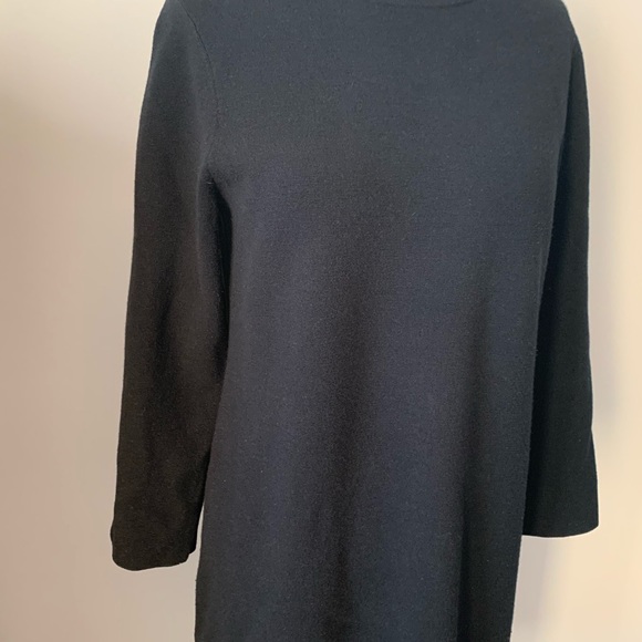 Eileen Fisher Black Mock Neck Wool Dress - Picture 5 of 11